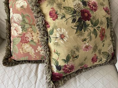 Set of Two Vintage Flower Pillows