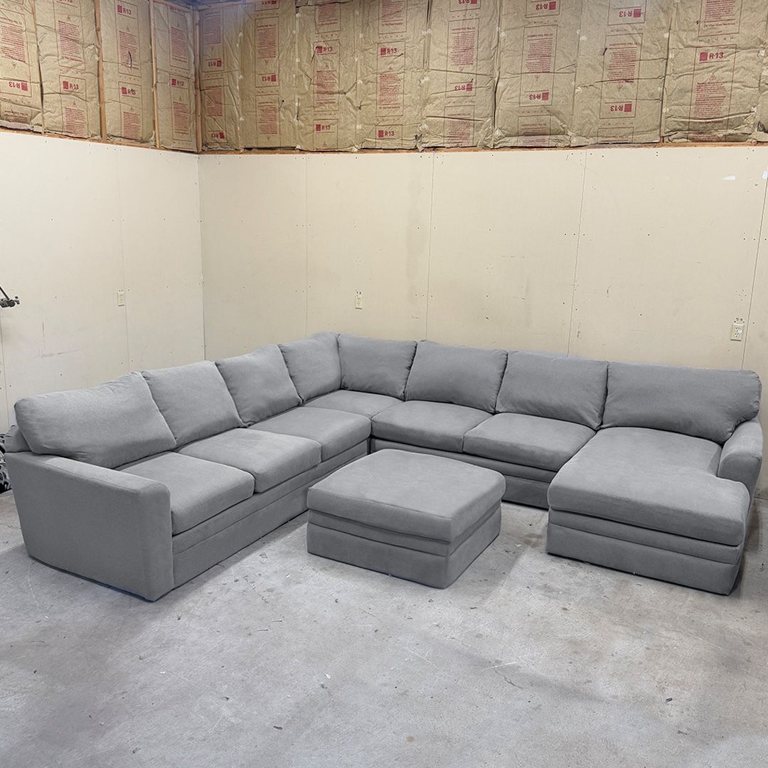 Large Gray Sectional Couch w/ Ottoman - Delivery Available