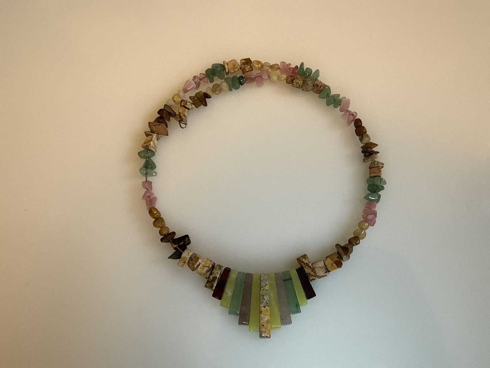 Multicolor Gemstone Chip & Slab Beaded Choker Collar Necklace