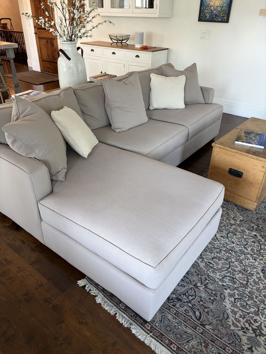 Modern Beige Fabric L-Shape Sectional Sofa with Left-Facing Chaise