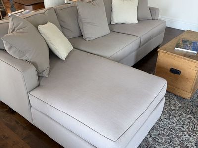 Modern Beige Fabric L-Shape Sectional Sofa with Left-Facing Chaise