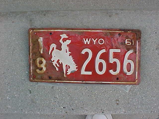 1961 single wyoming license plate