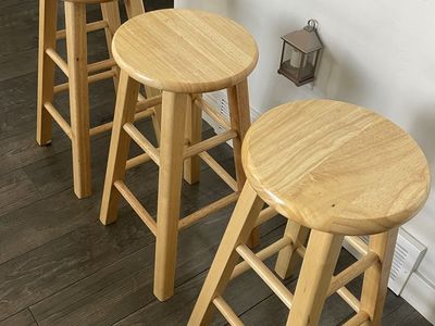 Set of 3 solid wood barstools