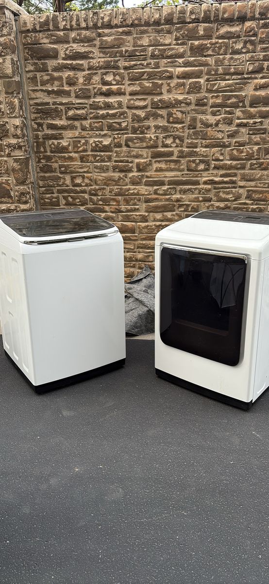 Samsung White Top-Load Washer & Dryer Set - Excellent Condition Appliances