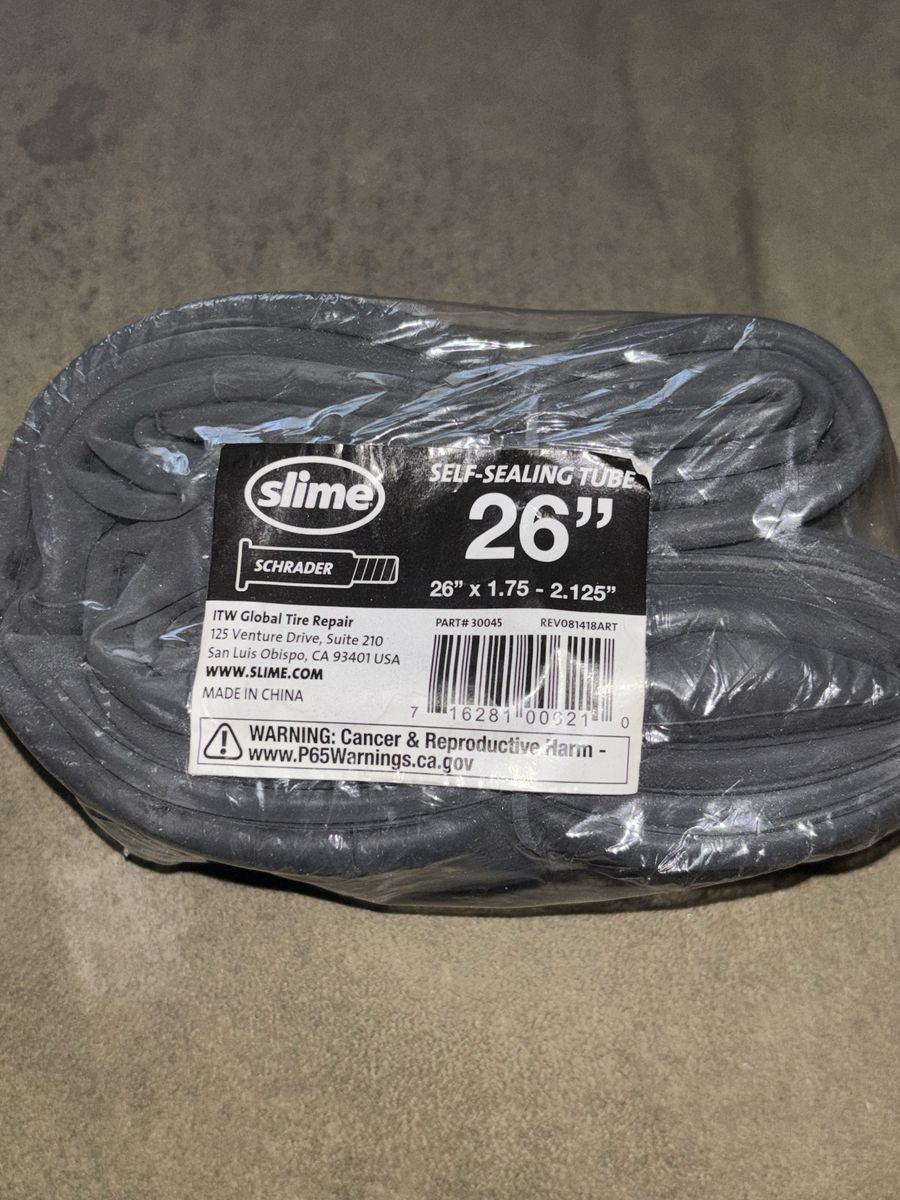 Unopened Brand New Self-Sealing Slime 26” x 1.75-2.125 Schrader Brand Bike Tire Inner Tube $5