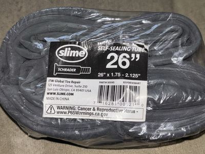 Unopened Brand New Self-Sealing Slime 26” x 1.75-2.125 Schrader Brand Bike Tire Inner Tube $5