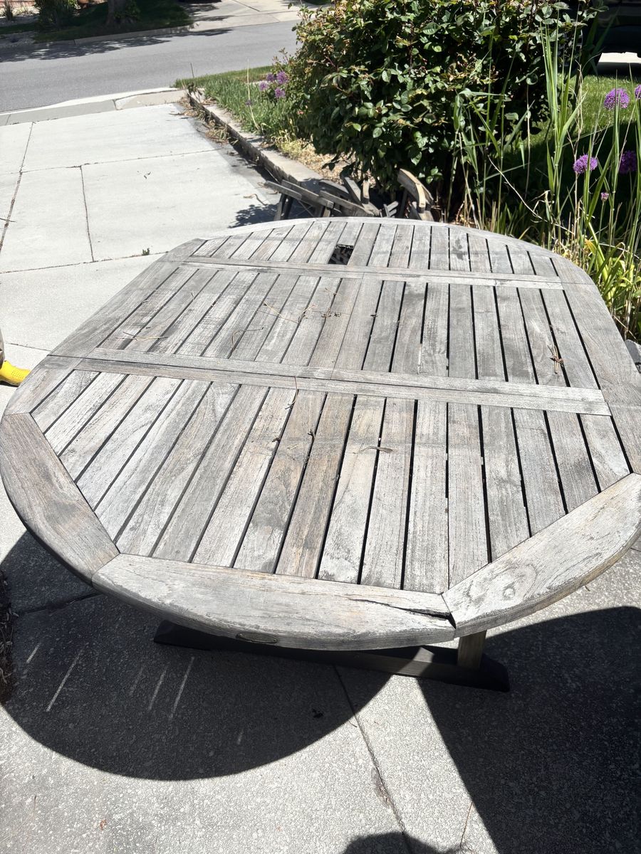 FREE: Teak outdoor table w/ chairs