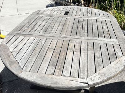 FREE: Teak outdoor table w/ chairs