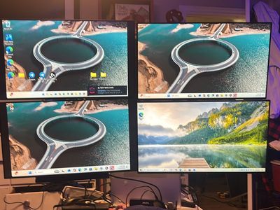 Turnkey Quad-Monitor Setup: 4 Dell 24" Monitors (U2422H) + Dock, Mount & Conferencing Soundbar $350