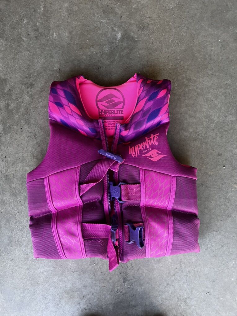 Hyperlite Youth Life Jacket Pink (50-90lbs)