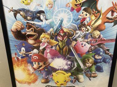 Super Smash Brothers poster and frame