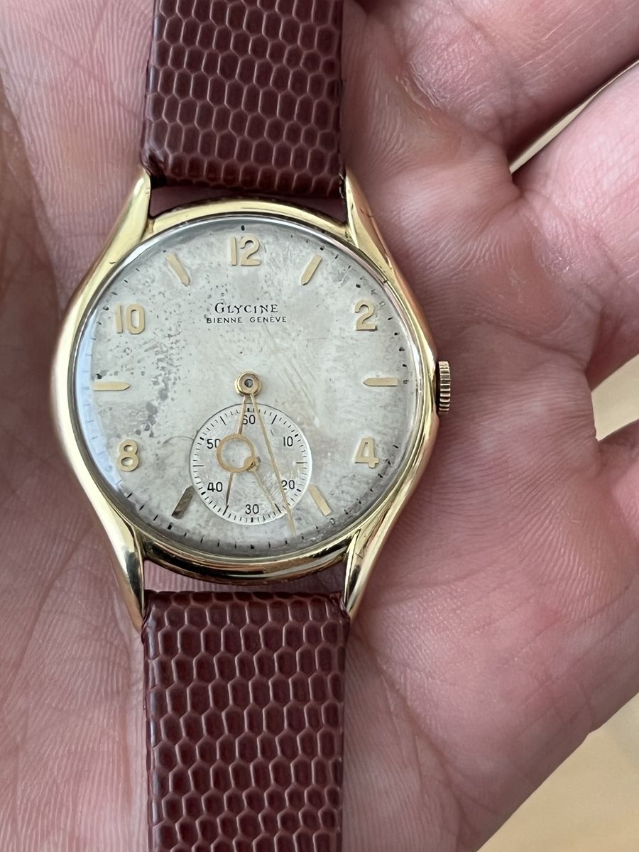 Geourgus Glycine vintage watch 18kt gold