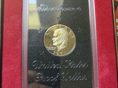 1971 Eisenhower United States Proof Silver Dollar Coin in Original Display Case (AKA Brown Ike)