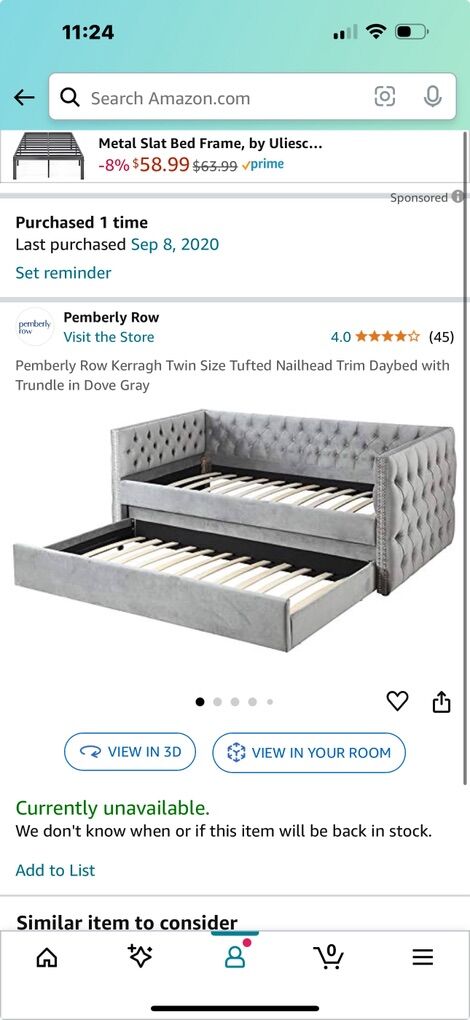 Velvet UpholsteredTwin Daybed with Trundle