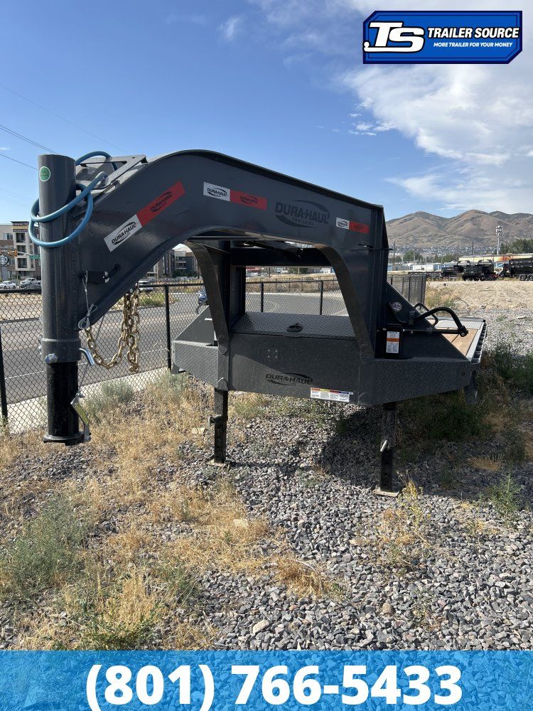 8.5x25 Dura-Haul DKO Dura Ramps Gooseneck Equipment Trailer - 25K GVWR - 14 Ply Tires, Engineered Neck, Pierced Frame, Spare