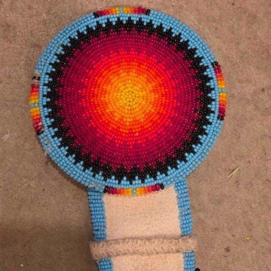 Hand made regalia leather beaded belt