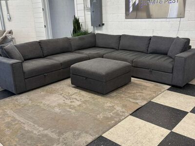 COSTCO BRYDEN FABRIC SECTIONAL W/ OTTOMAN!!