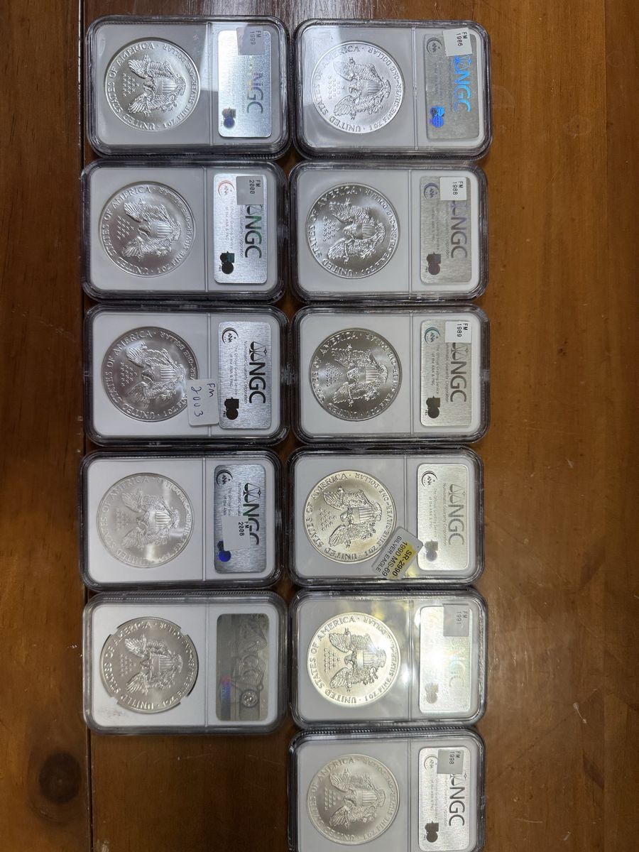 NGC Graded MS 69 American Silver Eagle $1 Coins Various Years $120 each