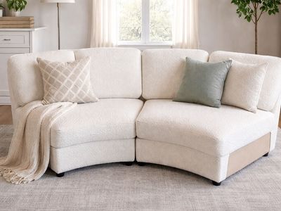 Modern Curved Boucle Loveseat/ Modular Sectional