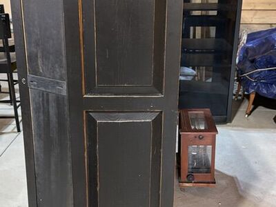 Black DIstressed Wood Cabinet