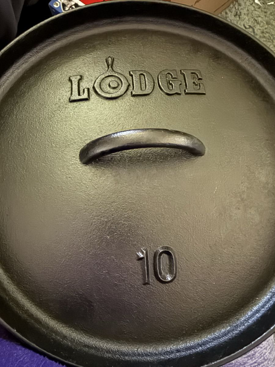Lodge 10 Cast Iron Dutch Oven - Pre-Seasoned with Lid and Wire Handle