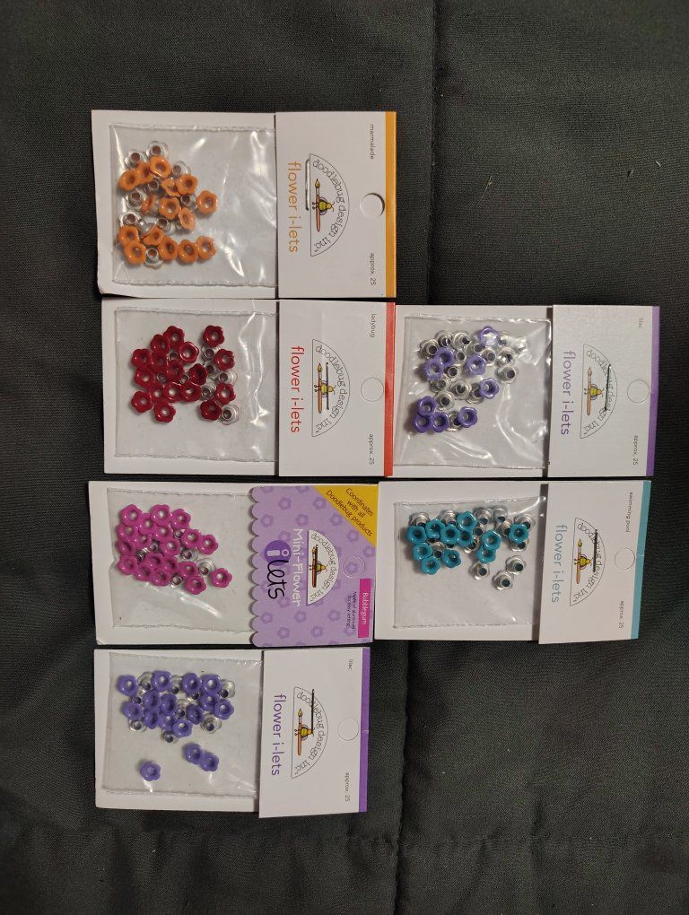 Doodlebug Design Inc. Flower I-Lets Assorted Colors Scrapbook Eyelets Lot