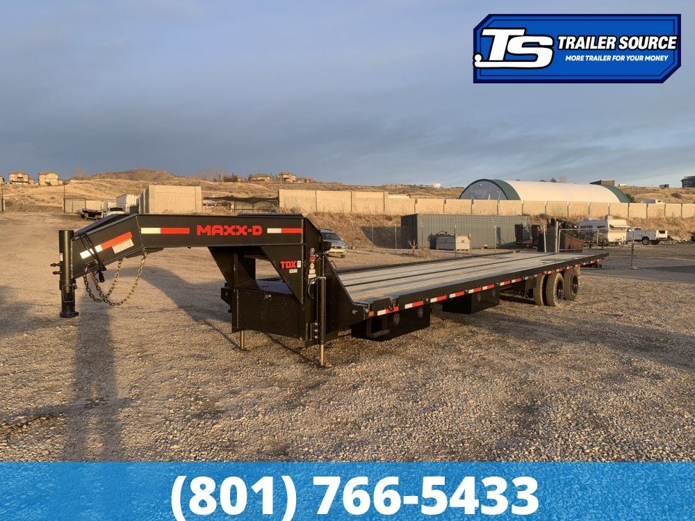 8.5x40 Maxx-D TDX Gooseneck Tilt Trailer -  30K GVWR - 15K Axles, Dunnage Rack, HDSS (Hutch) Suspension, Hydraulic Disc Brakes,