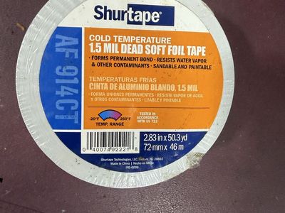 HVAC- Shurtape AF 914CT Cold Temperature 1.5 Mil Dead Soft Foil Tape 2.83 in x 50.3 yd