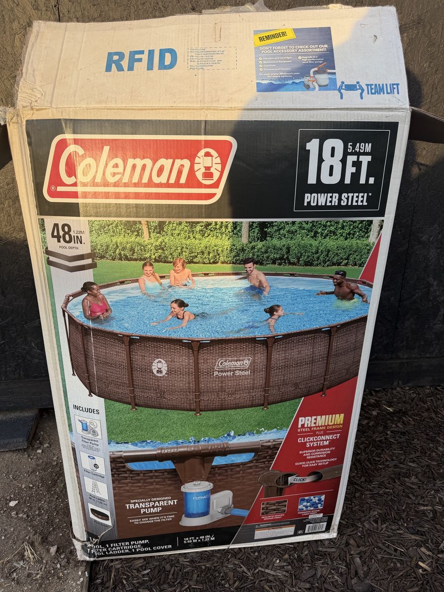 Coleman Power Steel 18ft Round x 48in Deep Above Ground Swimming Pool Set with Pump & Ladder