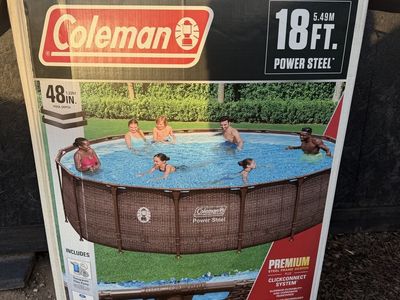 Coleman Power Steel 18ft Round x 48in Deep Above Ground Swimming Pool Set with Pump & Ladder