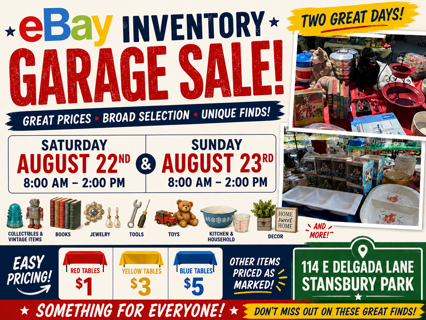 eBay Inventory Garage Sale – Unique Finds & Great Prices! ~ SAT & SUN 8:00 to 2:00 | Stansbury Park (Tooele)