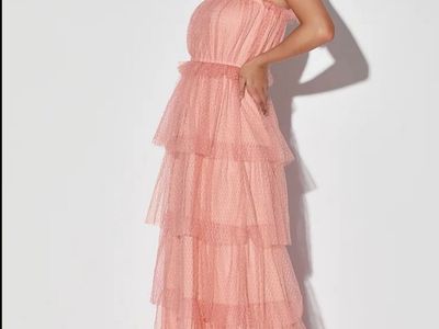 Lulu’s Tier for a Good Time Coral Pink Strapless Tiered Maxi Dress