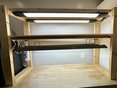 DIY Wooden Grow Light Stand with LED Shop Lights Seed Starting/Indoor Gardening