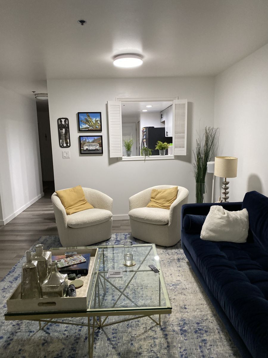 Article Turoy Swivel Chairs (Pair) – Ivory Bouclé – Like New – $795