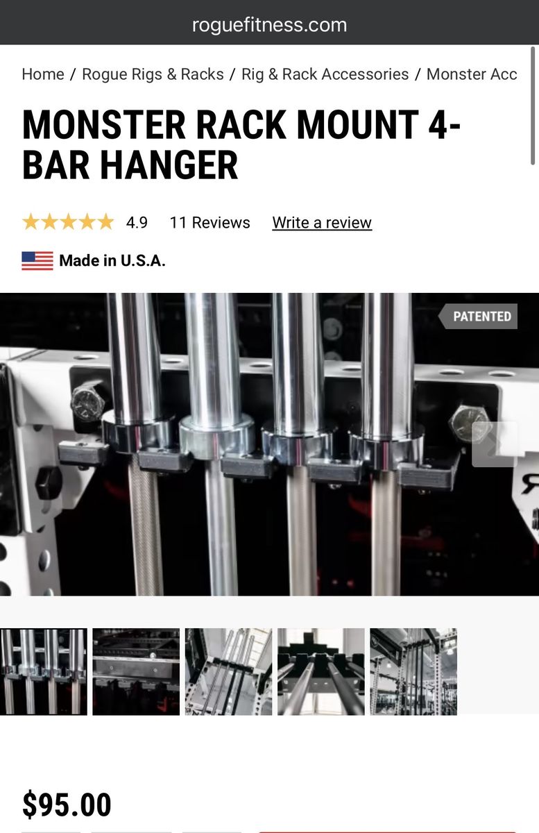 Rogue Fitness Monster 4 bar hanger