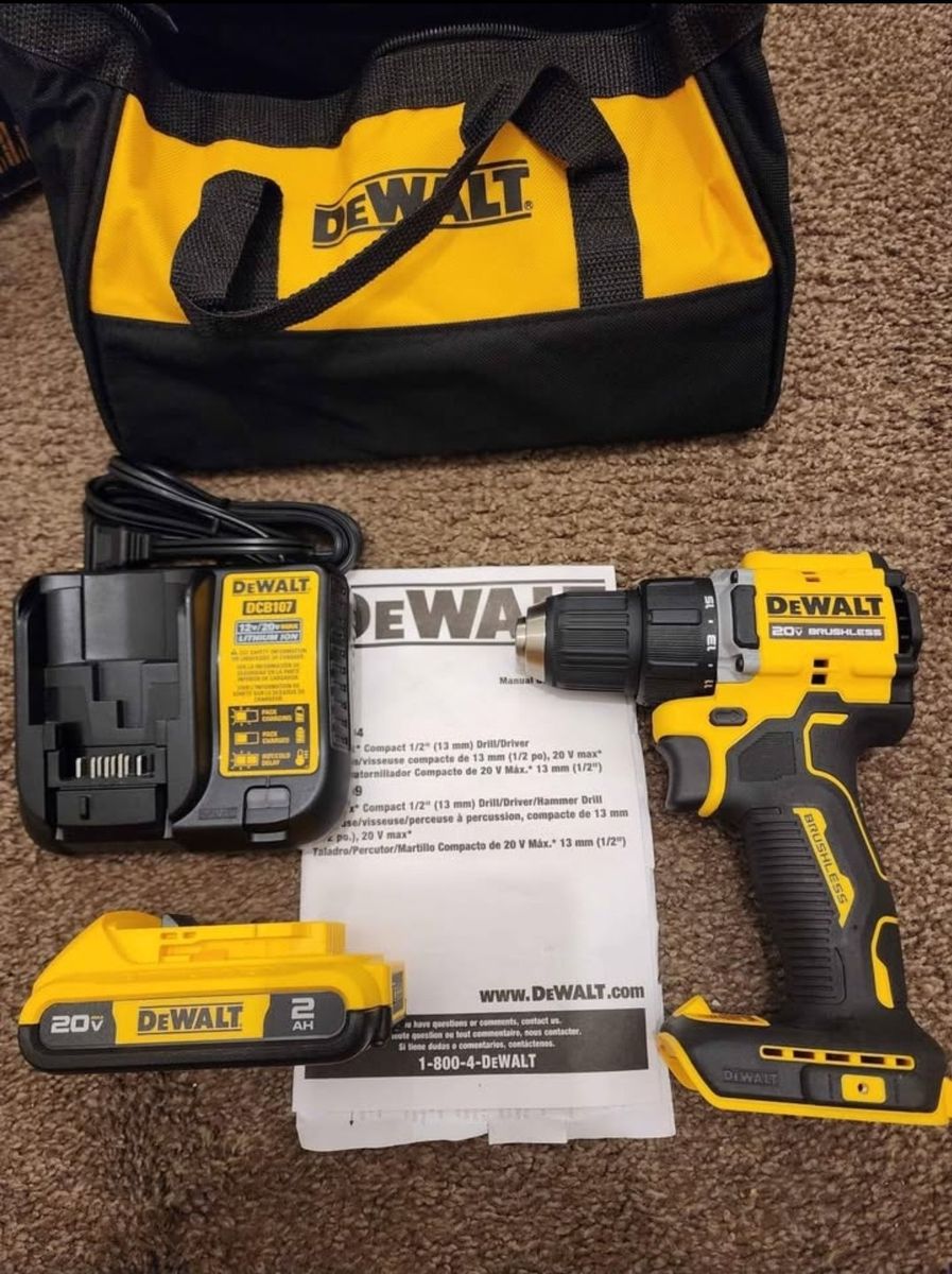New DEWALT Atomic 20V MAX Cordless 1/2 in. Drill/Driver Kit with 2.0Ah Battery & Charger