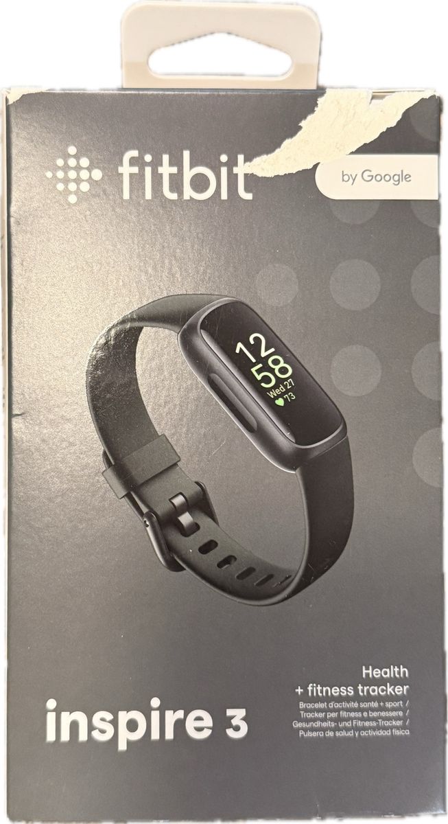 Fitbit Inspire 3 Health and Fitness Tracker - Black with Charging Cable and Box
