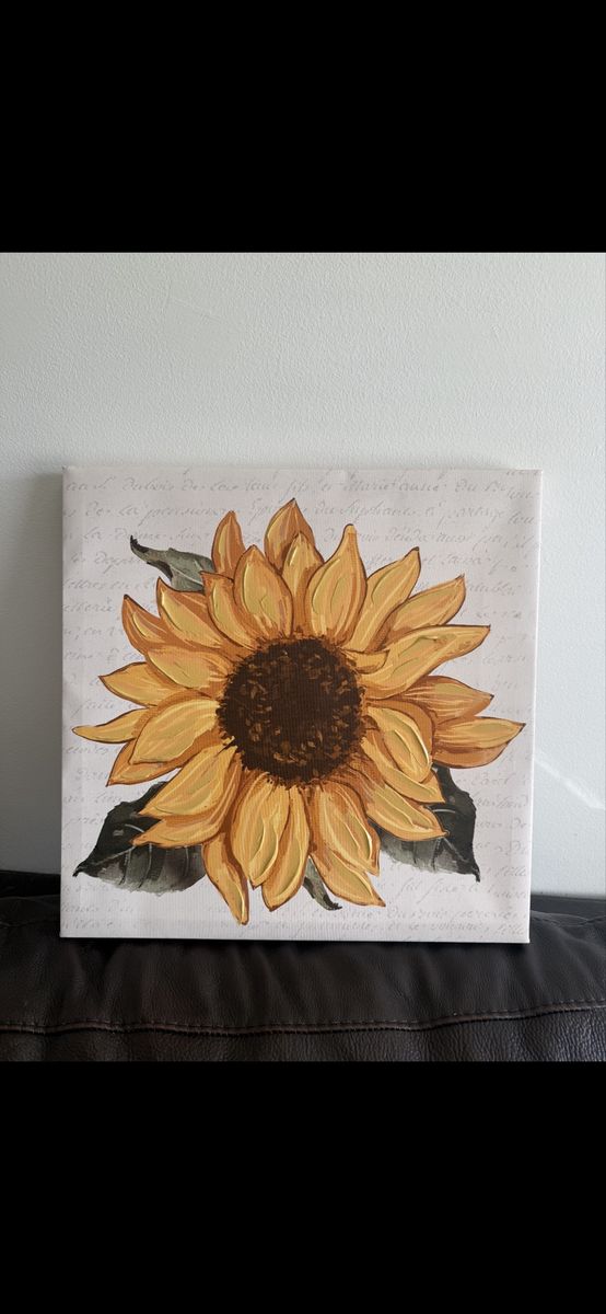 Hand-Painted Sunflower on Canvas Wall Art - Rustic Floral Decor