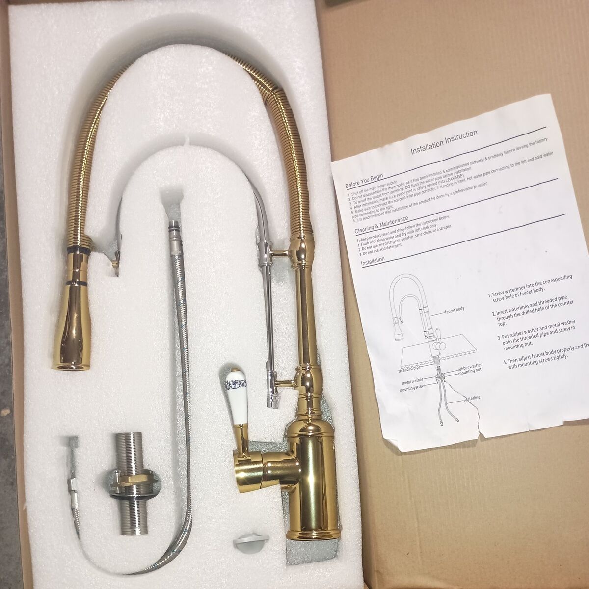 gold chrome kitchen faucet
