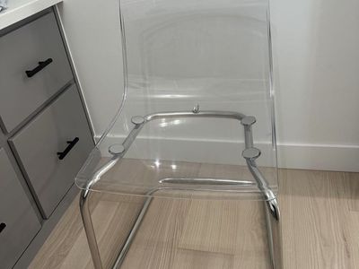 IKEA Tobias Clear / Chrome Plated Chair - Modern Transparent Dining Chair - 4 avail