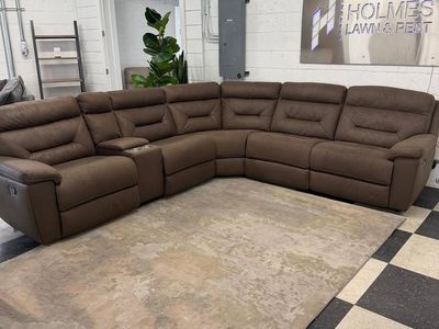 COSTCO FLETCHER FABRIC 6-PIECE RECLINING SECTIONAL, BROWN!!