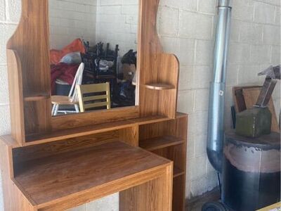 Wooden Vanity With Large Mirror!!