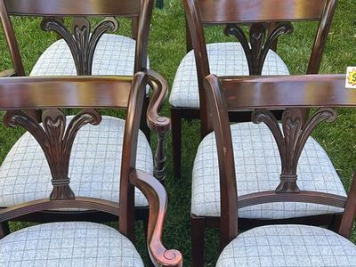 6 Antique newly upholstered chairs.