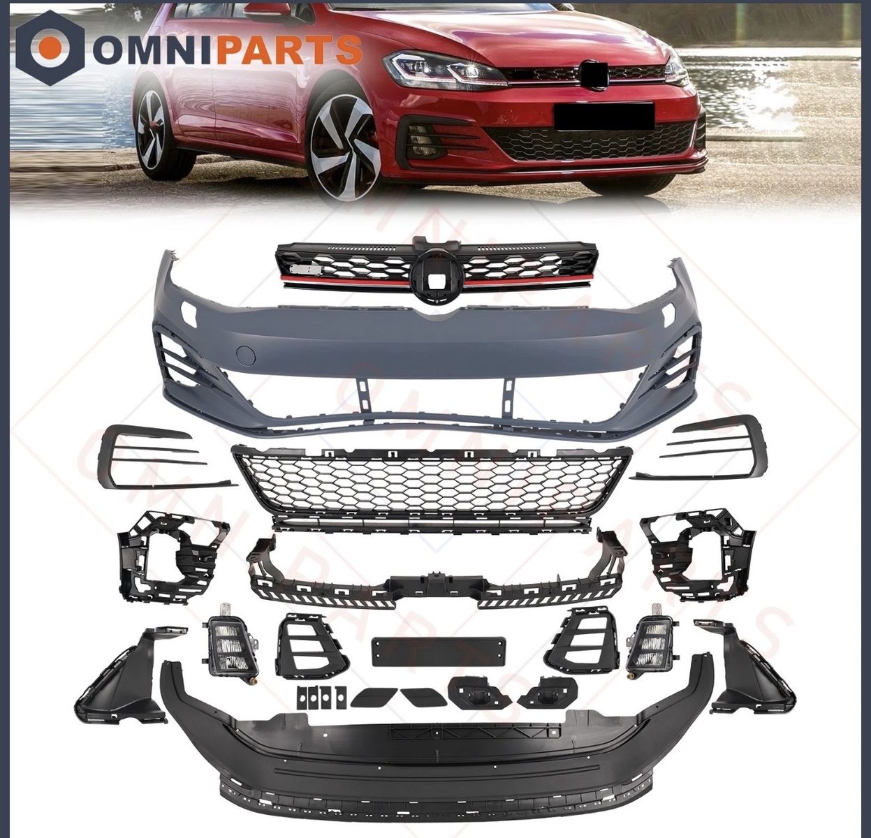 OMNIPARTS MK7.5 Golf R Style Bumper Conversion Kit for VW Golf 7 GTI