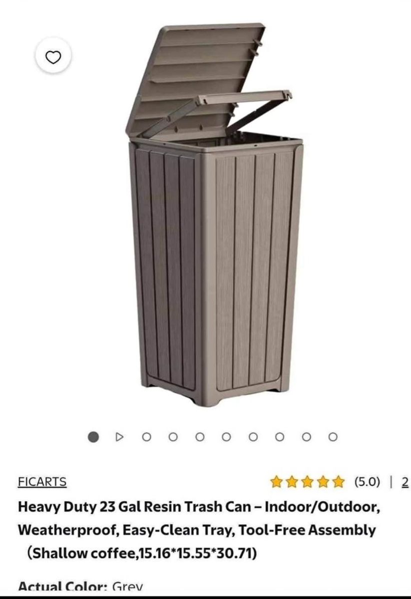 New Weatherproof Outdoor Trash Can 23 Gal Grey UV-Proof Garbage Bin New in Box