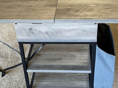 Narrow End Table with Charging Port & Hidden Storage – $20