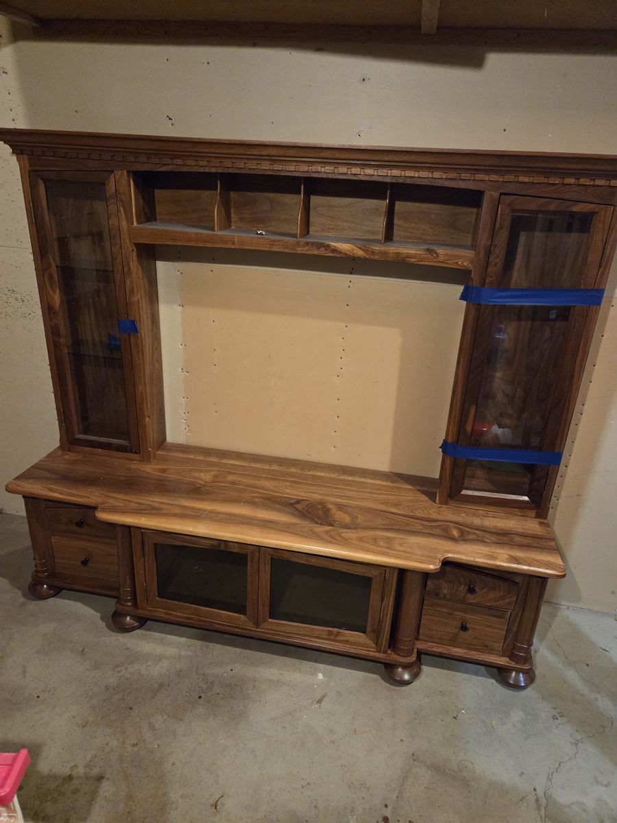 Solid walnut entertainment center