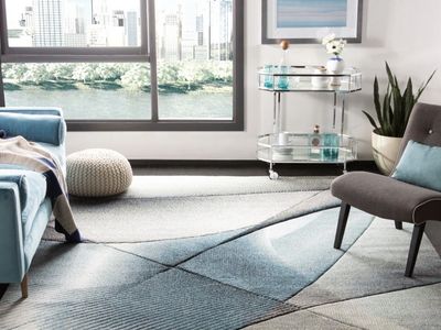 Contemporary 5’x7’ Rectangle Gray/Blue Modern Geometric Area Rug