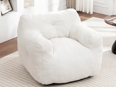 Dexmalle White Lazy Sofa Comfy Bean Bag Chair with Stuffed High-Density Foam White New