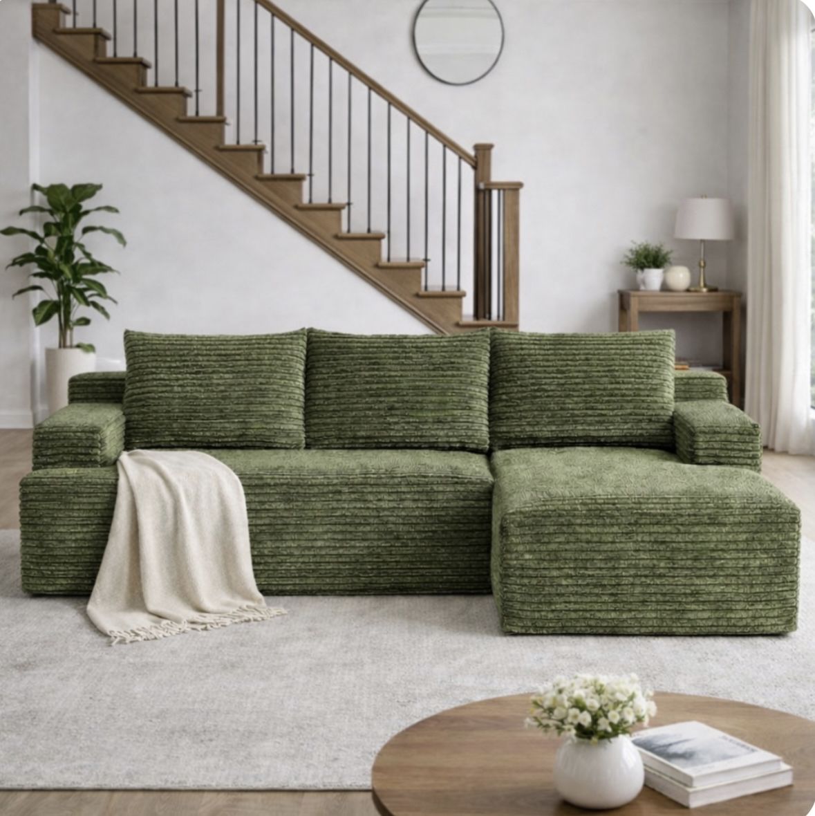 NEW 105” Sectional cloud Sofa moss Green
